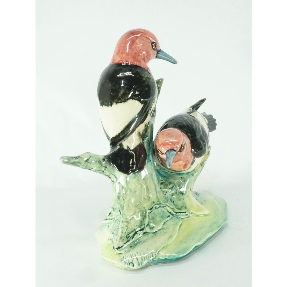 Stangl Pottery Birds Double Red Headed Woodpeckers / Pair Gloss Heads Vintage - Picture 2 of 11
